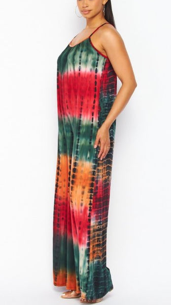 Wide Leg Cami Jumpsuit with Tie Dye