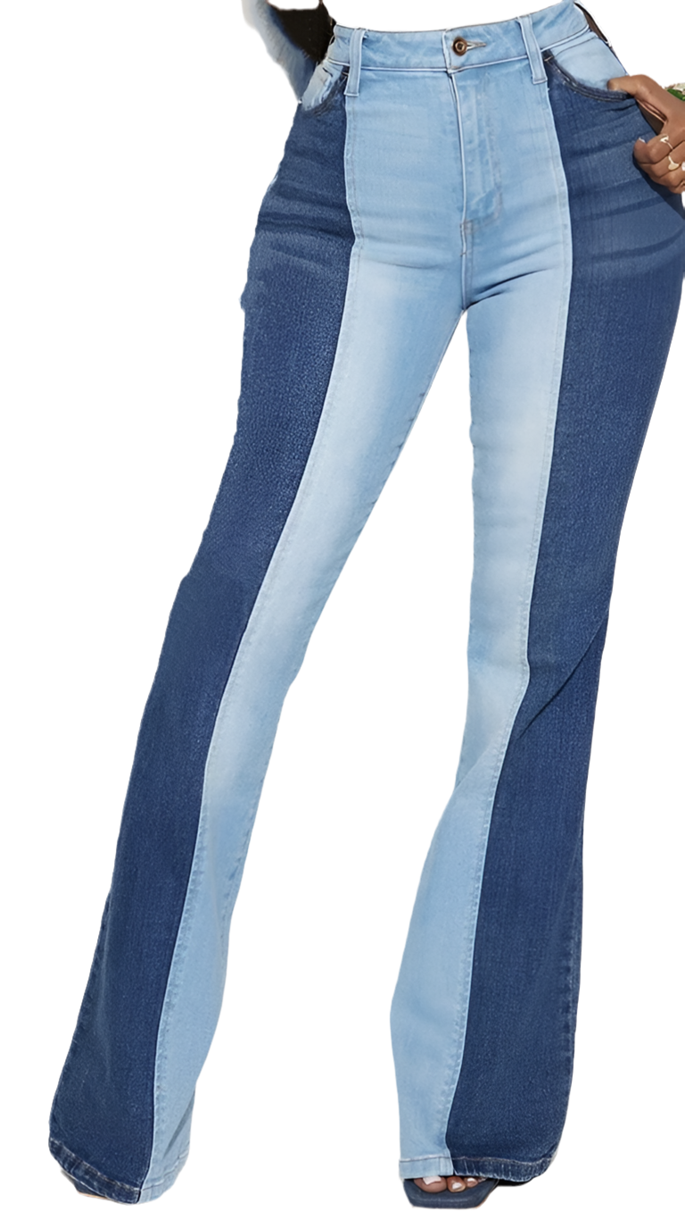 2-Tone Flare Denim Jeans