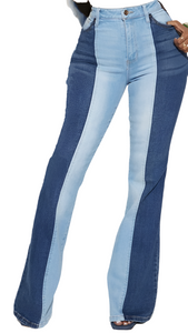 2-Tone Flare Denim Jeans