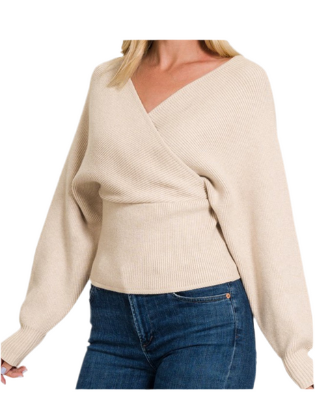 Cross Wrap Pullover Sweater