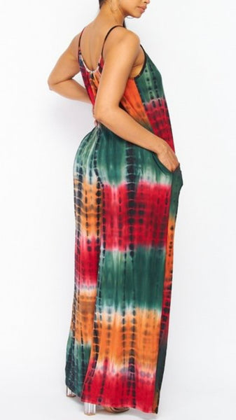 Wide Leg Cami Jumpsuit with Tie Dye