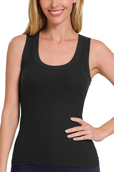 RIBBED SCOOP NECK TANK TOP