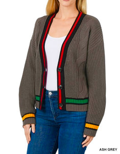 Cozy Letty Trim Cable Knit CARDI