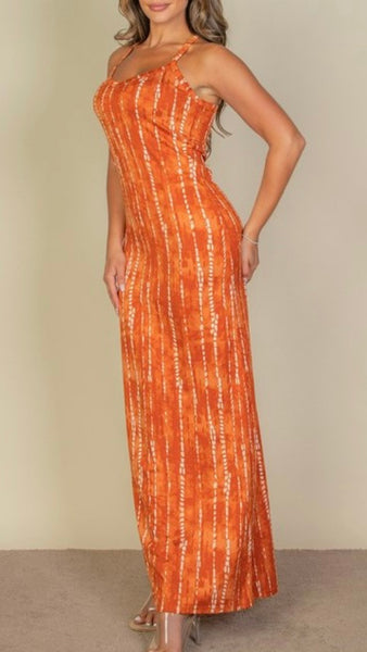 Tie Dye Printed Cami Bodycon Maxi Dress