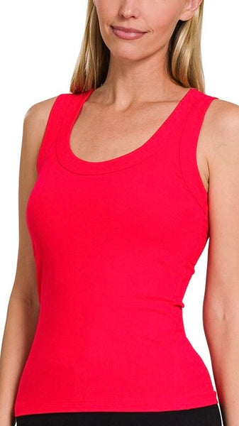 RIBBED SCOOP NECK TANK TOP