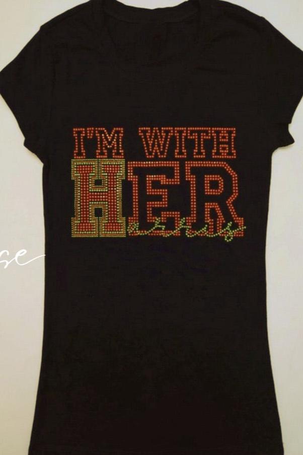 Bling Tee “ I'm with Her (Harris)” Blk