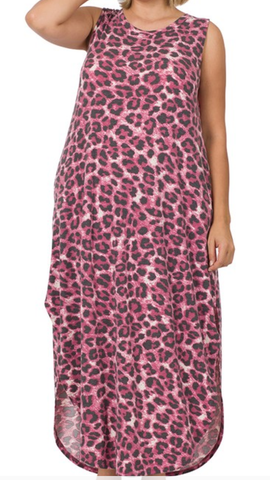 Plus Cranberry Leopard Print Lounge Dress