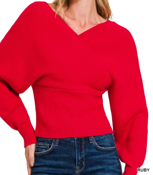 Cross Wrap Pullover Sweater